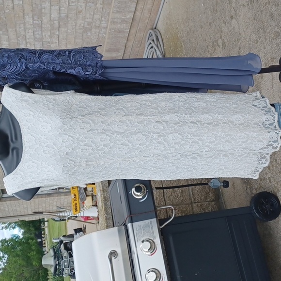 NWT! Pisarro Nights Beaded Sequin Sheath Dress Floral Ivory, scoop back [SZ 10] - Picture 1 of 9